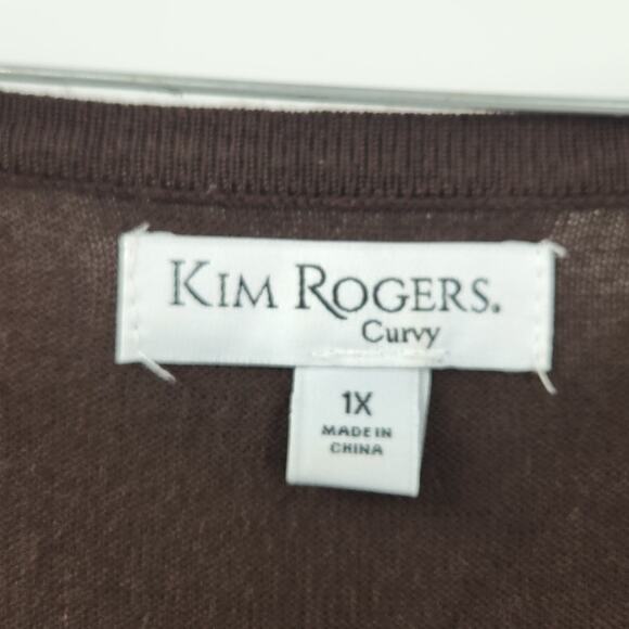 Kim Rogers Brown Asymmetrical Hem Tuni Top Womens Size 1x - Picture 3 of 4